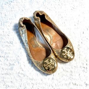 SOLD♥️Tory Burch Gold Glitter Flats